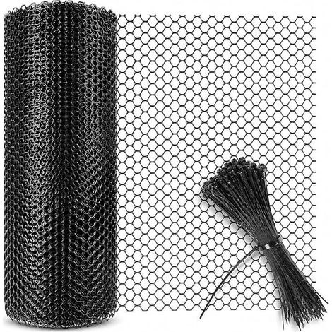 Clôture grillagée enroulable en plastique, 5 m × 40 cm, polyvalente, noire, filet, découpable, protection des arbres, des chats, des chiens et des lapins, ainsi que (5 m × 40 cm) (1/3)