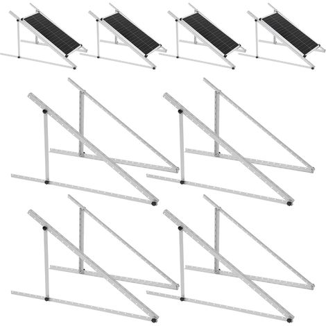 Lot de 4 supports de montage de panneau solaire de 114,3 cm - Réglable de 0 à 90 - Pour panneaux solaires de 100 à 400 W - Coupe-vent pour toit, camping-car, sol, bateau et hors réseau (4 (1/5)