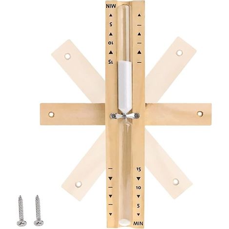 Sauna-Sanduhr, 15-Minuten-Sauna-Sanduhr, Holz-Sanduhr, Sauna-Zubehör mit 2 Schrauben, für Saunen, Dampfbäder, Duschen, weißer Sand (1/5)