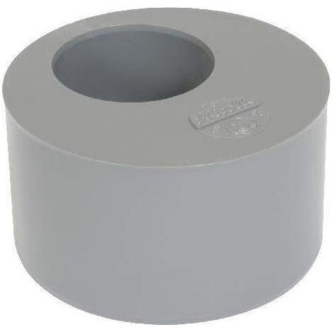 Eingebauter PVC-Reduzierpuffer, männlich 125 mm, weiblich 75 mm.