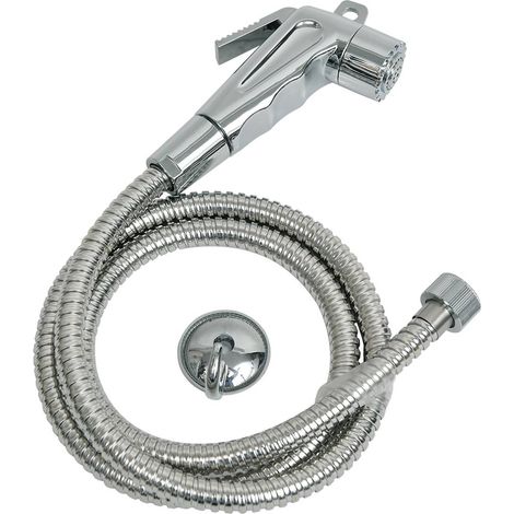 Tendance – Douchette de toilette flexible 120 cm – Acier inoxydable – Jet pluie avec économiseur d'eau – Kit de fixation inclus