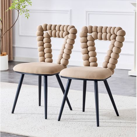 seduta sedia sala da pranzo set 2 velluto cammello OKMYHOME (1/5)
