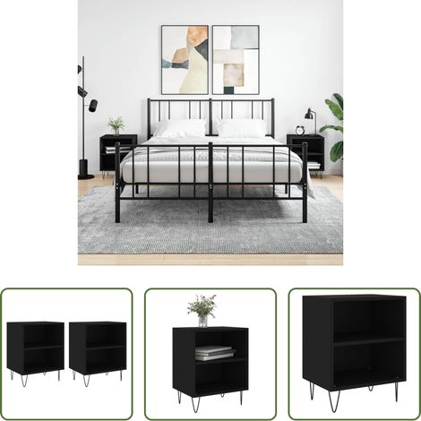 vidaXL Holzwerkstoff - Nachttische 2 Stk. Schwarz 40x30x50 cm Holzwerkstoff (1/5)