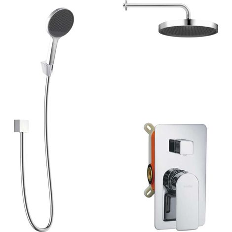 kielle Vega - Set de douche avec mitigeur encastré, 2 sorties, avec accessoires EcoSpare et corps d’encastrement, chrome 20618SP110 (1/5)