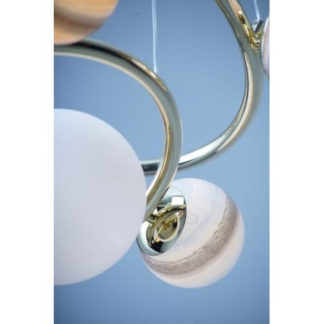 Suspension linéaire dorée verre COSMOS 7xG9 Maxlight