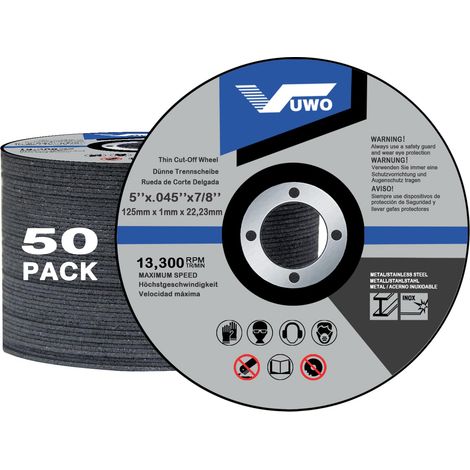 Disque à Tronçonner - 50 Disques 125mm x 1mm x 22,23mm Standard Disque de Coupe Ø 125 mm Mince Meuleuse d'angle pour Acier Inox Fer Métal Aluminium Alliages Bois (1/5)