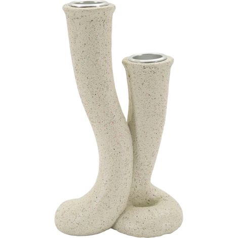 Portacandele in resina crema, 10x6,5x17,5 cm – Stons (1/5)