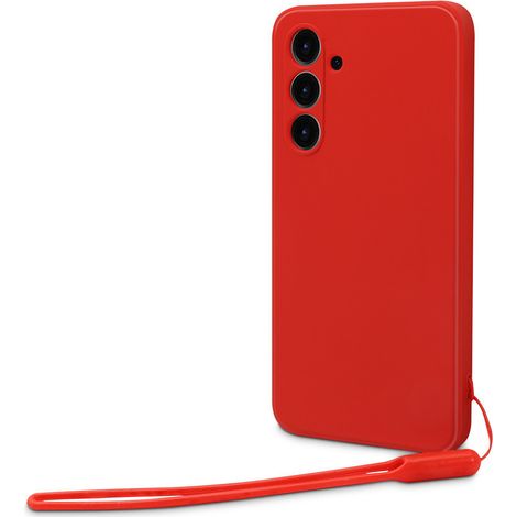 Coque semi-rigide avec dragonne amovible pour Samsung Galaxy A15 - Rouge intense