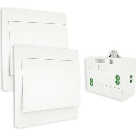 Interrupteur sans Fil, sans Pile, télécommande Murale Va et vient, Interrupteur Mural Auto alimenté, sans câblage, émetteur pour Panneau Mural (kit à 2 Voies), intérieur extérieur étanche, (1/5)