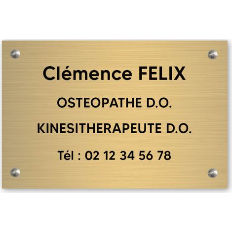 Plaque professionnelle personnalisée en PVC pour ostéopathe, kiné - Gravure sur 1 à 5 lignes - Format 30 x 20 cm (1/3)
