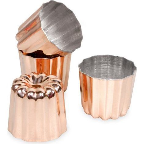 Patisse Moldes para canelés de cobre 4,5 cm lote de 4