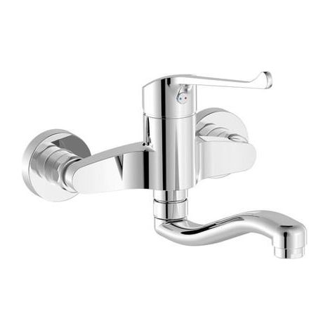 Mitigeur évier mural Manette medicale Bec 200 mm Chromé - TRES 2163200311 (1/2)