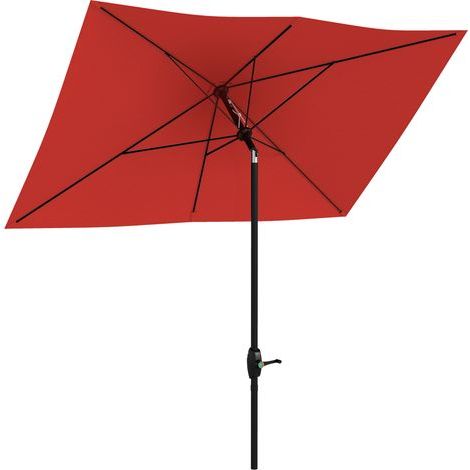Parasol rectangulaire inclinable 2x3 m avec manivelle toile polyester imperméabilisée haute densité 180g/m² rouge (1/5)