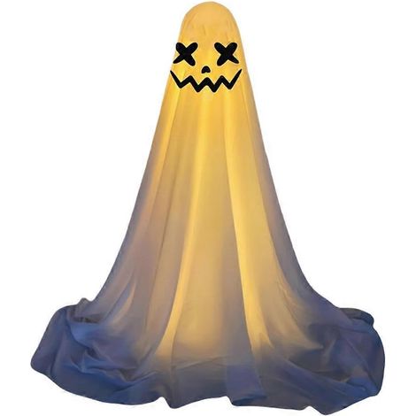 Décorations extérieures d'Halloween : Fantôme effrayant debout, pailleté, pour Halloween (petit), dents découvertes (1/5)