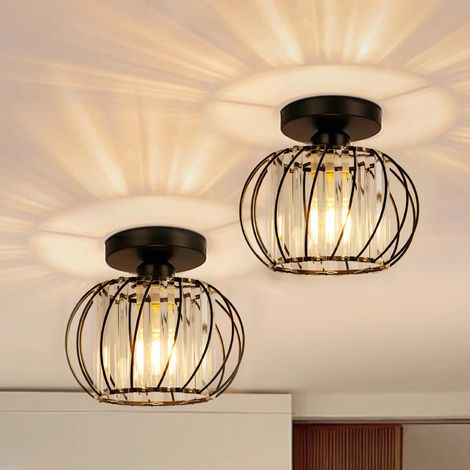 Ceiling Light Modern Geometric Slanted Stripe Matte Black 7 inch Wide 2 Pack E27 (1/5)