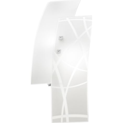 Frida - Applique 2 Lumières E14 En Verre Satiné Blanc - Cadre Chromé, Design Élégant, Max 2X42W, Ampoules Exclues, Largeur 46Cm (1/3)