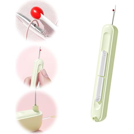 Enhebrador de agujas y descosedor 2 en 1: para quitar el hilo de coser al coser a mano, tejer, punto de cruz y bordar. (1/3)