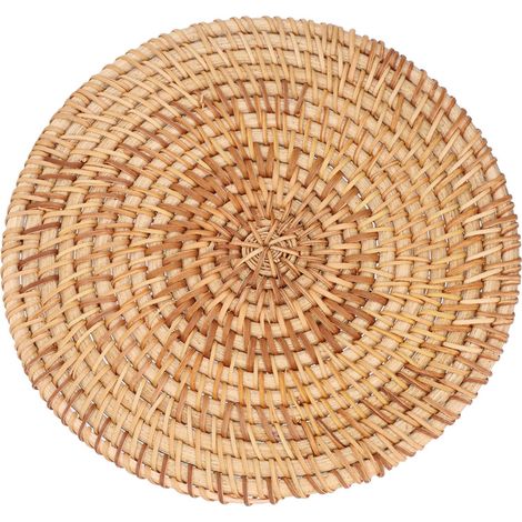 Rundes, gewebtes Platzset aus natürlichem Rattan, wärmeisolierend, für große Gefäße, heiße Speisen, Pfannen und Töpfe, 22 cm / 8,7 Zoll (1/5)