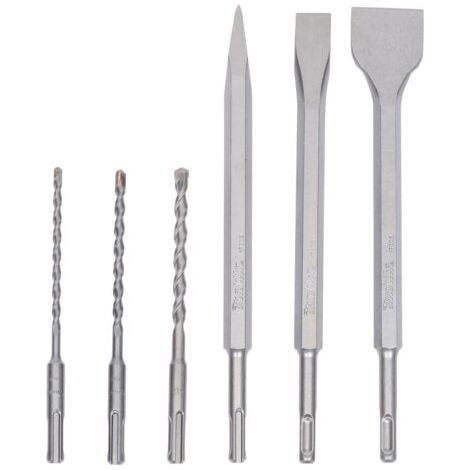Coffret burin et foret SDS Plus 6 pièces – Forets béton Ø 5/6/8mm – Pointe à béton 250mm – Burins plat et large 20/40mm – D58920 (1/5)