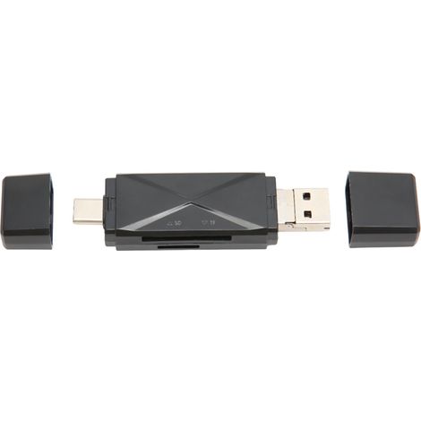Lecteur de cartes mémoire portable mini 3 en 1 USB-C, USB 2.0 et micro-USB avec 3 connecteurs (1/5)