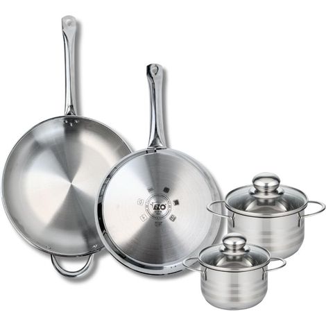 ELO 9882350 - Set di 2 padelle da forno Elo Profi, 28 e 32 cm e 2 padelle 14 e 16 cm, lucido, in acciaio inox, induzione (1/5)