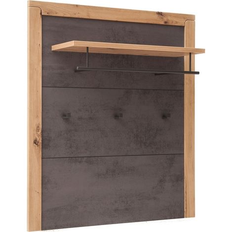Garderobenpaneel mit Hutablage grau mit Eiche IOLA-05 (1/4)