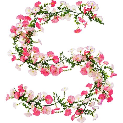Lot de 2 guirlandes de fleurs artificielles à suspendre - 180 cm - Pour extérieur, intérieur, balcon, terrasse, jardin (1/5)