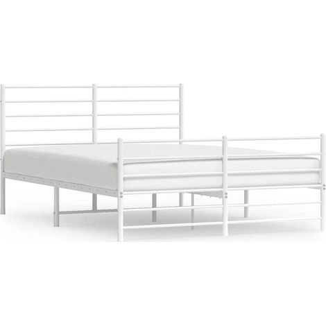Maison Exclusive - Cadre de lit métal sans matelas et pied de lit blanc 135x190 cm (1/5)