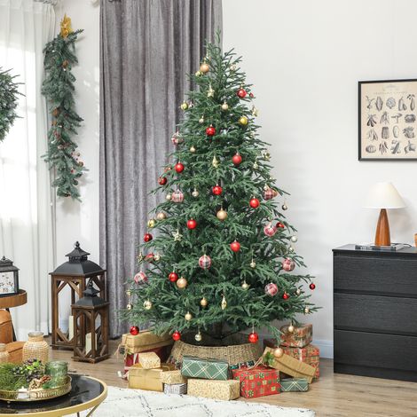 Sapin de Noël Artificiel 210 cm Ignifuge, 2942 Branches Réalistes avec Pied Métallique Repliable (1/5)