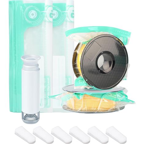 3D-Drucker-Filament-Vakuumbeutel-Set, 22 transparente Filamentbeutel, 1 Handpumpe, 6 Verschlussclips, Polylactid, 1,75, 2,85, 3 mm (1/5)