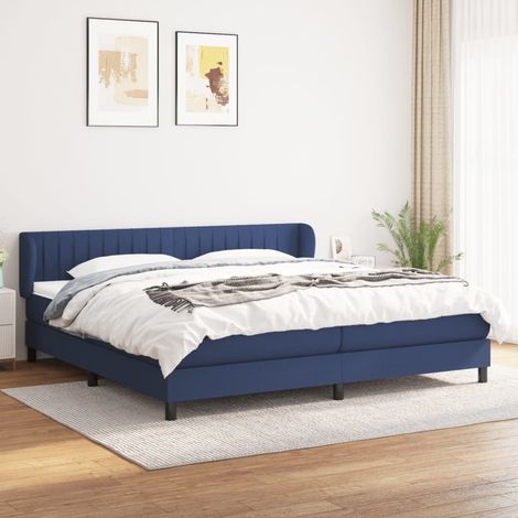 Cama box spring con colchón tela azul 200x200 cm vidaXL (1/5)