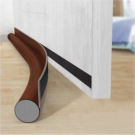 Bande coupe-vent isolante marron pour joint de porte, bande coupe-vent simple face, insonorisée, coupe-vent, 96 x 8 cm (1/5)