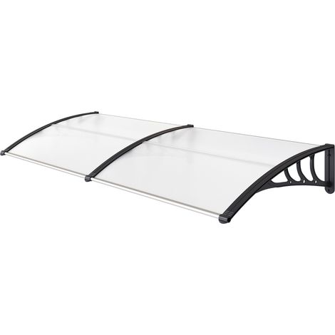 Outsunny Eingangsvordach, Außenmarkise aus Polycarbonat und Aluminium, UV- und regenbeständig, für Terrasse oder Balkon, 195 x 75 cm, transparent