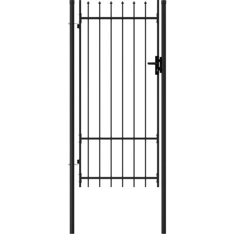 Puerta de valla BOXTEL de una puerta con punta de acero, 1x2 m, negro vidaXL (1/5)