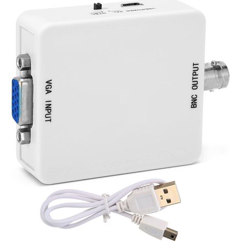 Convertisseur VGA vers BNC pour la connexion à un ordinateur hôte de surveillance, un boîtier de conversion vidéo et un adaptateur d'interface AV pour téléviseur. (1/5)