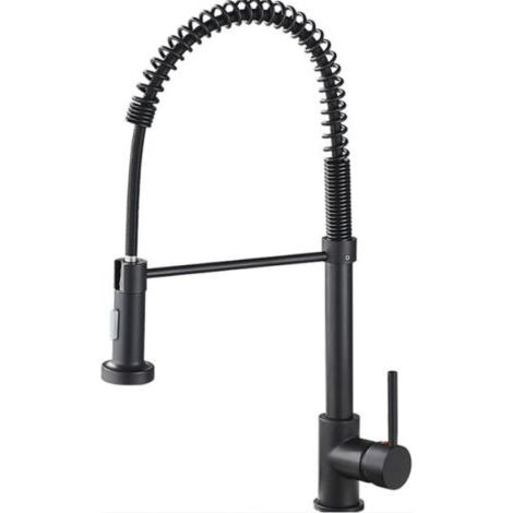 Schwarze Einhebel-Küchenarmatur mit ausziehbarer Brause, moderner 360° schwenkbarer Küchenwasserhahn aus Edelstahl für Bauernhof, Wohnmobil, Waschküche, Campingbus (1/5)