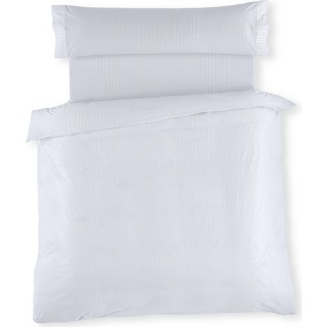 Juego de FUNDA NORDICA de satén efecto listado - Cama de 105 (3 piezas) - 100% algodón - 300 hilos. Gramage: 118 (1/3)