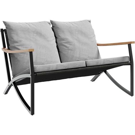 Banc de jardin - Banquette avec coussins 120 cm noir acier fr8898 - Maison La Vie (1/5)