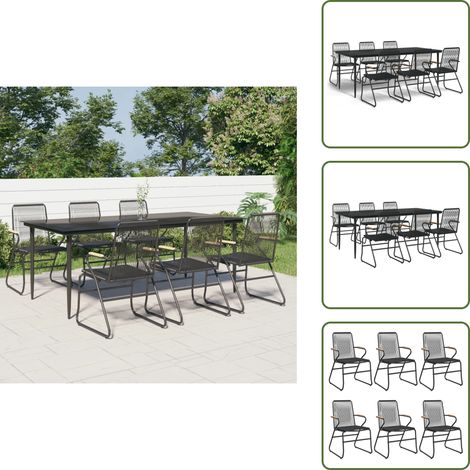 The Living Store Ensemble à manger de jardin 7 pcs Noir Rotin PVC - Chaise de jardin (1/5)