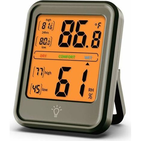 Higrómetro digital - Termómetro y medidor de humedad profesional para interiores con monitor de temperatura y humedad para el hogar y el garaje, 1 unidad, gris (1/5)