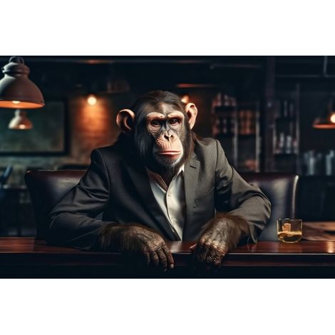 Tableau sur toile singe businessman 30x45 cm - Impression sur Toile Murale Décorative - Image imprimée en HD sur Toile - Toile sur Châssis en Bois FSC - Fabriqué en France (1/5)