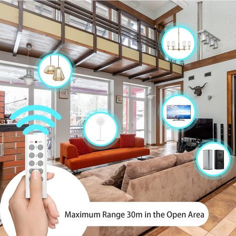 Lot de 5 Prise Programmable Électrique, Prise Télécommandée sans Fil avec 2 Télécommandes 2 Piles Fournies, 30M de Distance de Contrôle dans la Zone Ouverte, Fonction on/Off MNS (1/4)