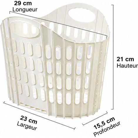 Panier à linge pliable mural ajouré en plastique très petite taille - Blanc blanc réf 0845 200 g – Livraison gratuite