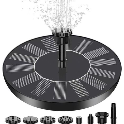 Solar-Springbrunnenpumpe, 3,5 W, schwimmendes Solarpanel, integrierte Batterie mit 6 Düsen, ideal für kleine Teiche, Vogeltränke, Aquarien, Gartendekoration, 18 cm
