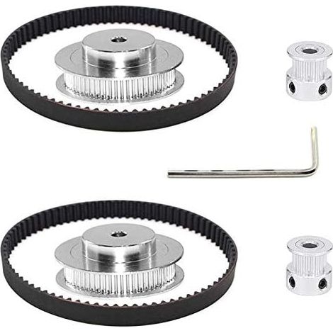 sets of 2GT timing wheels, 20 and 60 teeth, 5 mm bore, 2 aluminum timing pulleys, 2 pieces, 200 mm long, 6 mm wide, belt (1/5)