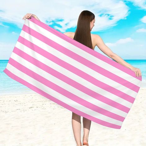 Grandes Serviette de Plage Microfibre avec Sac,15075Cm Rayures Roses de Drap de Plage,Séchage Rapide,Anti-Sable,Douces et Super Absorbante,Portable Légère,pour Piscine Vacances Yoga Camping (1/2)