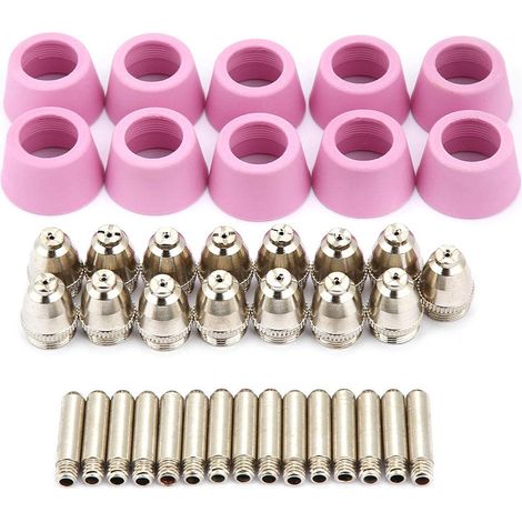 (35 Stück/Set) Düsen-Elektroden-Set, AG60 SG55 Plasmaschneider, Schneidbrenner, Verbrauchsmaterialien, Elektroden-Düsenbecher-Set
