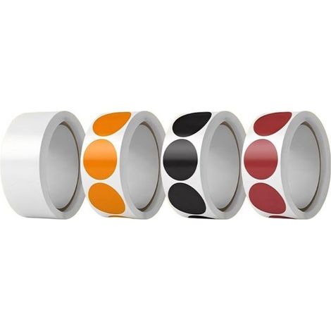 rouleaux - Étiquettes rondes autocollantes imperméables de 2,5 cm - 4 couleurs vives - 500 étiquettes par rouleau - Le lot contient des étiquettes rondes à code couleur. (1/5)