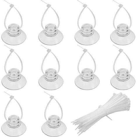 10 Packungen Aquarium-Saugnäpfe und 20 verstellbare Aquariumkabel zur Befestigung von Schaumstoff, zum Halten von Luftschläuchen, zum Dekorieren von Garnelennestern und Reptilien-Hängematten. (1/5)