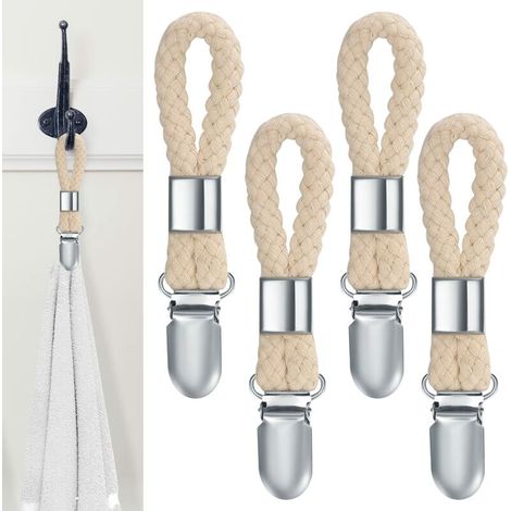 4 Pièces Pince à Serviette, Accroche Torchon, Crochet Torchon Porte Serviette Salle de Bain, Clips Porte-Torchon Placards Serviettes Suspendues (1/5)